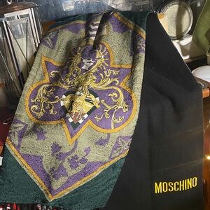Moschino Black and Purple Baroque Scarf